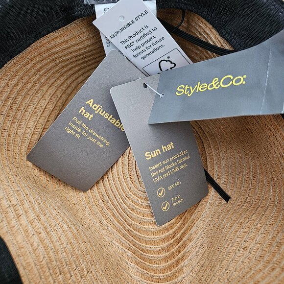 Style & Co Sun Hat Womens Tan Adjustable Sun Protection NWT - Picture 5 of 6